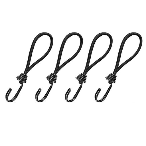 Tent Accessories - 張綱ツインフック、弾性ロープゴムフック、テント付属品、ロープ引張り弾性ロープ、アウトドア使用、テントキャンプアウトドア強力固定(黒4点セット)