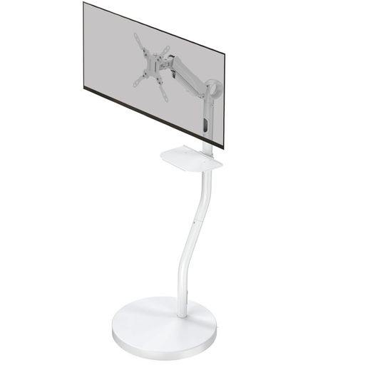 MOUNTUPモニターアームモニタースタンド36インチ対応白キャスター付きテレビスタンド移動式耐荷重12KG..