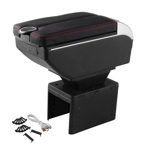 Sporacingrtsアームレスト肘掛けコンソールボックスアームレスト収納ボックス汎用7つUSB充電ポート2ドアデザイン灰皿付き軽自動車アームレスト