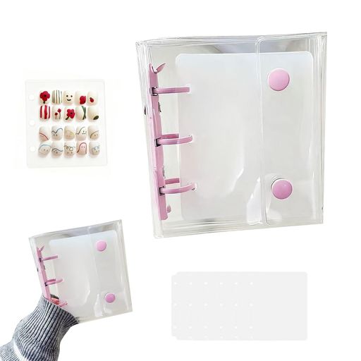 A8透明3リングバインダーステッカーブック、剥がせる、女の子用プランナー、ネイルアートステッカー収..