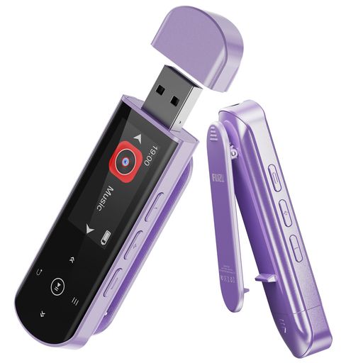 RUIZU64GB小型USBMP3プレーヤーBluetooth5.3対応自動再接続クリップ付車載対応携帯音楽プレーヤーFMラ..