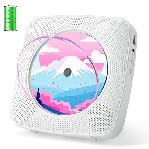 Gueraycdプレーヤー卓上&壁掛け式Bluetooth受信/送信1800mah充電池内蔵HiFiスピーカー内蔵CDプレイヤー多機能FM/USBなどに対応操作簡単リピート/A-Bリピート再生mp3対応イヤホン対応CDラジカセ