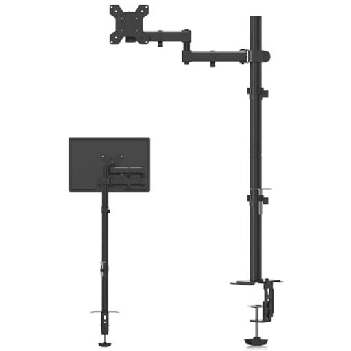 【対応モニター】液晶モニターを1画面設置できるディスプレイアームです。耐荷重は10KGで、VESA規格は75x75mm/100x100mmで、13~32インチPCモニターに対応します。 【ディスプレイ角度を自由に変えれる】1アーム:ポールの接続部分移動で高さ調節(810mm) 2VESAプレート部:上向き80°、下向き80°、回転360°、左右各90°。角度や距離などが自分に合って、前後左右に加えて上下も好みの位置に軽々と動かすことができます。ビジネスでの利用はもちろん、トレーダーやゲーマーの方にもおすすめです。 ご注意:付属の六角レンチでボルトを締めて傾斜角度を固定します。一方のモニターが低い場合は、ナットを取り外し、付属の六角レンチでボルトを反時計回りに回してモニターを上げます。調整後、ナットを取り付けます。 【組立・取付簡単】2取り付け方法:1デスククランプ:頑丈な「C」クランプ(10cm厚さのデスクに適合)は、画面をしっかりと安全に固定し、最高の安定性を提供します。 2グロメットベースの取り付け:ボルト貫通穴のあるデスクに適合します(穴の最小径は4.2cmです)。