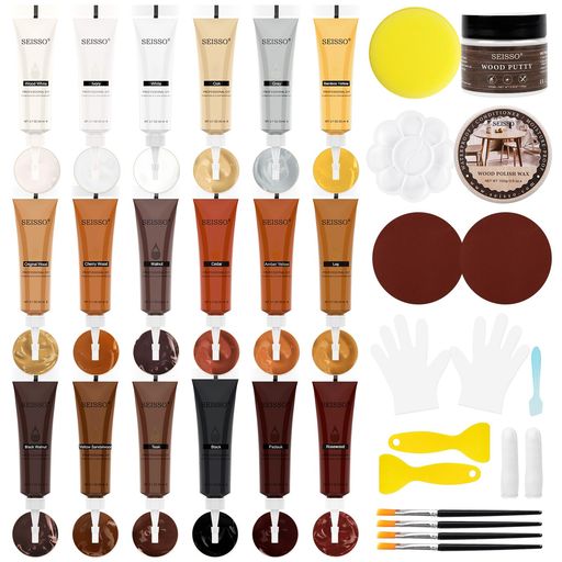 SEISSO木製品キズ補修補修クリーム18色入り100g木工パテ100g木工用ワックスローリング補修木製家具補修キズ床すりキズ用傷消し傷隠し傷直し床補修ドア補修木製品の穴補修あらゆるキズの…
