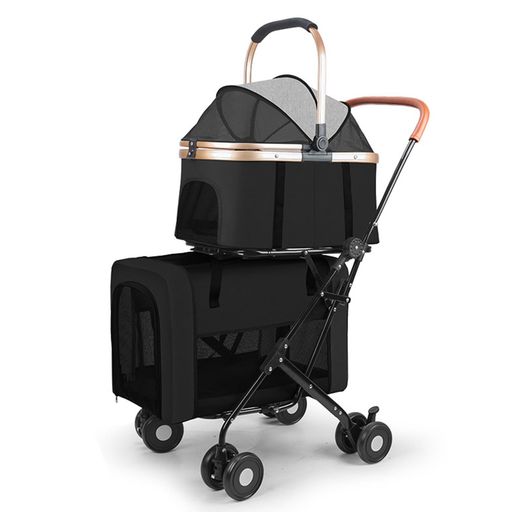 ペットカート分離型取り外し可能猫サスペンションを前輪に搭载後輪片足ブレーキ小型犬用中型犬・猫用カ..