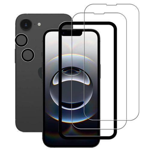 Rakuten - KPNSiphone16eガラスフィルム【2+2枚セット】ガイド枠付き日本素材製強化ガラスiPhone17e用ガラスフィルムカメラフィルムカバーアイホン17e保護フィルム