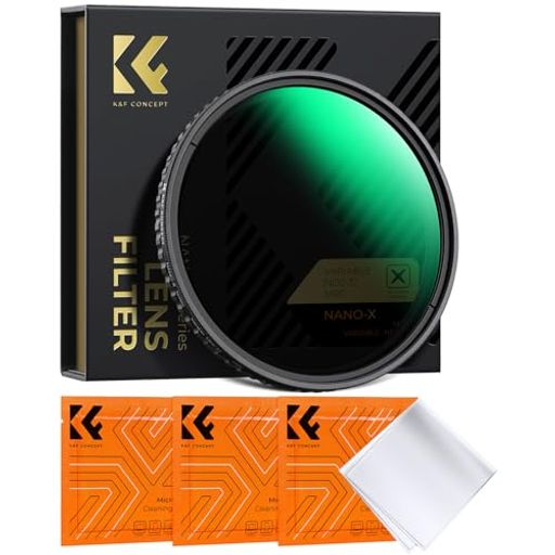 K&F CONCEPT 62mm 可変NDフィルター ND2-ND32 X状ムラなし 日本製AGC光学ガラス HD超解像力 超低い反射率 28層ナノコーティング 撥水撥油キズ防止 薄枠 ビデオ/風景撮影のレンズフィルター【メーカ…
