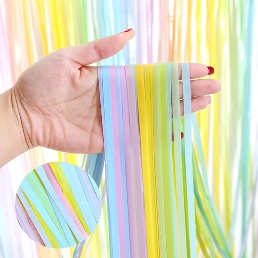 「2個セット」Augsionタッセルカーテンキラキラ背景華やかな金属感明るい光沢誕生日飾り付け100cm*200c..