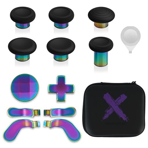 eXtremeRateXboxEliteSeries2コントローラーに対応用13in1コンビメタルキット、金属製サムスティック6本&調整ツール&方向キー2個&背面パドル4個XboxEliteSeries