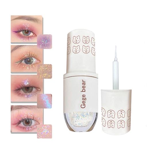 スターリキッドグリッターアイシャドウ、シマーゴールド、単色、アイシャドウスティック、ティアバッグ。6色スターサンドリキッドアイシャドウロングラスティング・ウォータープル…