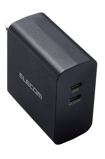 エレコム充電器Type-C2ポート70WUSBPD対応GaN採用【iPhone/iPad/MacbookAir/WindowsPCなど対応】ブラックMPA-ACCP4570BK