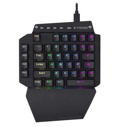 E元素片手ゲーミングキーボード44キー 青軸メカニカルキーボード USB有線コンパクト設計 RGB発光LEDバックライト付き フルプログラム可能 LOL/PUBG/FORTNITE/WOW/DOTA/OW対応の片手ゲームキーボード (青軸ーブラック)