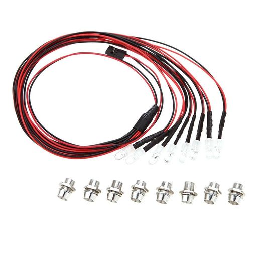 【ノーブランド品】HSP RCカー用 8 LEDライトキット アップグレード部品 5mm 白色LEDライト+赤色LEDライト ABS 製