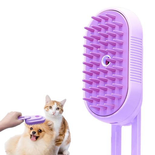 Flechazo猫ブラシスチームペットブラシ360°回転噴霧式静電防止よく取れる痛くないUSB充電式ぶらっしんぐ短毛/中毛/長毛/猫犬兼用(パープル)