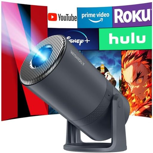 WISHOLYプロジェクター家庭用【電動フォーカス・AndroidTV搭載・270°回転】プロジェクター小型27000LM1080PWiFi6ぷろじぇくたー天井投影Wi-Fi自動台形補正Bluetooth5.4