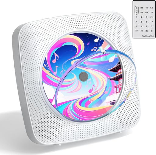 KegaudioCDプレーヤーcdラジカセBluetooth受信/送信スピーカー内蔵卓上&壁掛け式CDプレイヤー1台多役FM/USB対応A-Bリピート再生音楽再生/語学学習/胎児教育日本語説明書付き(ホワイト)