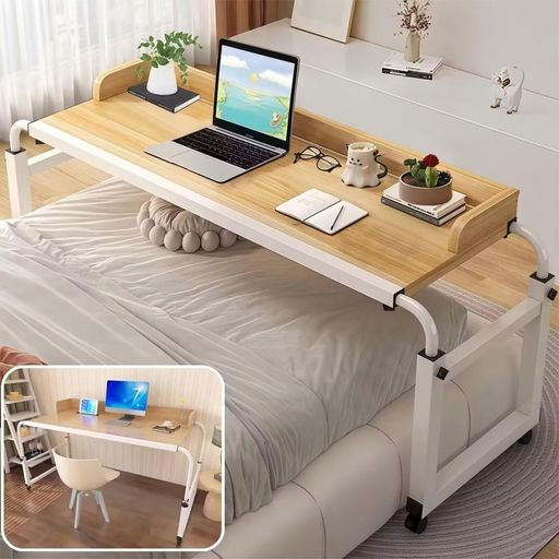 TUIYIDUOベッドテーブルキャスター付きオーバーベッドテーブル伸縮高さ調整65-95cm横幅調整120-210cm昇..