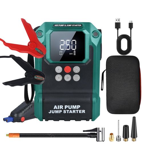 TALLPOWERジャンプスターター電動空気入れエンジンスターター安全保護機能搭載大容量16800mAhピーク電流2000A12V内蔵式スーパーキャパ最大10Lガソリン車と8Lディーゼル車に対応電動エアポンプ…