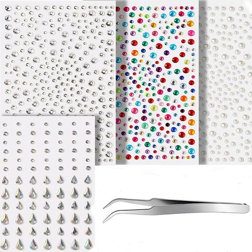 ラインストーンフェイスシール顔シールクリスタル3D顔に貼涙メイク光るダイヤモンド自己吸着式で接着剤不要DIY用品(5)