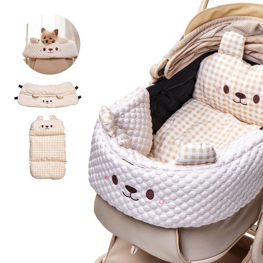 【秋冬対応のカイロ用ポケット付】PETTENAペットカート用クッション2点セットひんやり両面仕様IPX4防水..