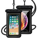 防水ケーススマホ用防水ケース保護密封防水携帯ケースDeear防水カバータッチ可顔認証可6.9インチ以下SAMSUNG、huawei、Sony等全機種対応水中/風呂/プール/雨/雪/温泉などに適用ブラック浮き輪…