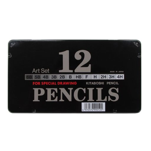 7mmx175mm 【軸】六角軸 【デザイン】木目調 【セット内容】12本入り(6B~4Hx各1本入り) 【サイズ】縦102x横185x厚さ12mm/重量145g 【原産国】日本