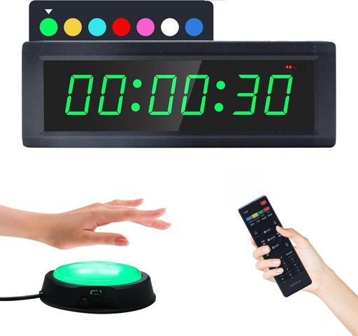 LUCKYTIME スポーツタイマー 充電式&コンセント対応 7色スタート/ストップボタン+リモコン付き インターバルタイマー カウントダウン タバタ EMOM HIIT ポータブルフィットネス ホームジム・…