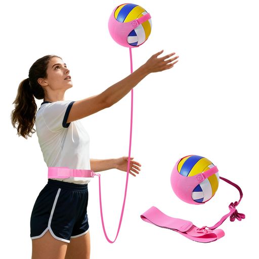 Soft Volleyball - badbowlバレーボール練習バレーボール用品バレー4号球5号球対応バレー小学生用サーブスパイク練習器具ソフトトレーニンググッズ練習用品自主練習黒長さ95~190cm社活伸縮性(Pink)