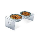 ペットフードボウル付きスタンドアクリル15度の角度つきドッグフードボウル斜面タイプ犬猫食器台ボウルセットステンレスペット用アクリル犬用食器スタンド犬フードボウル...