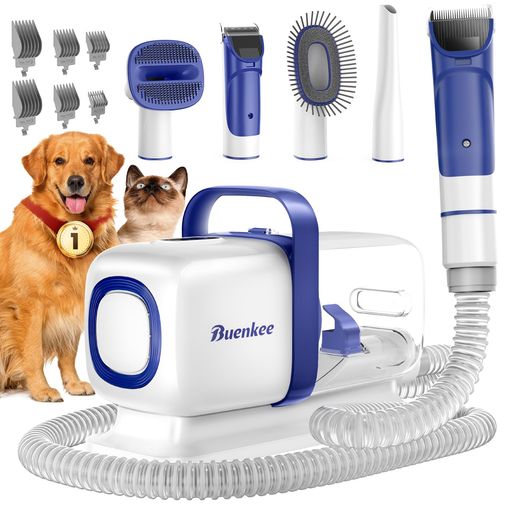 Buenkee犬用バリカン掃除機換毛期対策自動抜け毛吸引ペット用初心者向き低騒音2L大容量ダストカップ猫犬美容器電動バリカン付き(ホワイト)