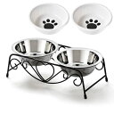 SUPERSUNNYペットボウルスタンドセットステンレス製えさ入れごはん皿お水入れ猫犬
