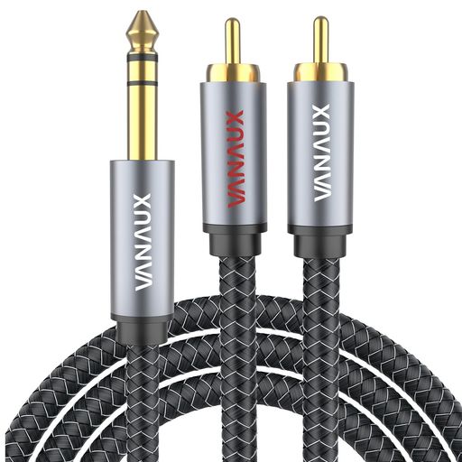 6.35mm rca 変換ケーブル VANAUX RCA フォン ケーブル, 1/4 to Coaxial 変換ステレオオーディオ分配アダプターケーブル オーディオインターフェース ミキサー アンプ スピーカーなど用(3M)