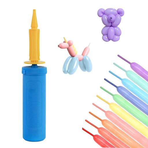 HUIKKJPハンドポンプ空気入れバルーン2倍速ポンプバルーン風船浮き輪ヨガボールに手動空気入れ軽量持ち運び可能(10本風船付き)