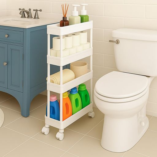 LONGSHININGキッチンワゴンスリムキャスター付き収納ワゴンキッチンラック4段隙間収納幅39x奥行12.5x高..