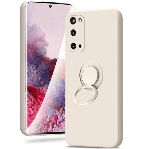 GalaxyS20ケースリングシリコンギャラクシーs20SC-51A/SCG01カバーリング付き耐衝撃スリムtpuソフト薄型スタンド機能付き360回転車載ホルダーGalaxyS20対応(アンティークホワイト)