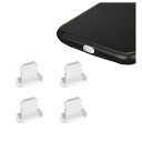 アルミニウム製ライトニング保護キャップi-Padmini/i-phone5-13対応Lightning充電口保護キャップ差込口イヤフォンジャックカバーコネクタダストプラグ超耐久紛失防止4個入り(シルバー)