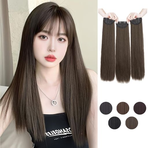 連続8分音符【多様な使用シーン】クリップで留めるだけで、簡単に憧れのロングストレートヘアーを楽しむことができる、自由度の高い3枚セット襟足ウィッグです。分割タイプなので、必要に応じて部分的にボリュームアップが可能。初心者でも安心のシンプル装着。いつでもどこでも気軽にスタイルチェンジが楽しめます。イベントや特別な日にも活躍します8分音符 連続8分音符【商品仕様】1セット内容:襟足ウィッグ3ピース+交換用クリップ2枚+ヘアゴム+取り扱い説明書。2「長さ」50cm(胸の辺りまで)、60cm(腰の辺りまで)。(自然な状態で測定された長さ)3「幅」約10cm。4カラー:ブラック、黒茶色、ダークブラウン、アッシュブラウン、ライトブラウン。5重さ:50cmの3枚セット約158g、60cmの3枚セット約175g。フルウィッグより軽くて、装着簡単。 連続8分音符【マットファイバー製】自毛と見分けがつかないほど自然でナチュラルな仕上がりを実現。耐熱温度160度なので、お好みにアイロン/ドライヤー/コテなどの使用は可能です。アレンジ自由自在。4色展開で、あなたの髪色にぴったり合わせることができます。