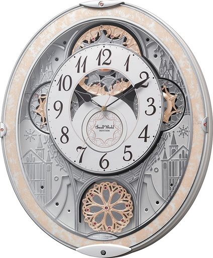 リズム(RHYTHM)掛け時計電波時計アナログからくり48曲メロディ白45.7x37.9x8.5cm8MN407RH03