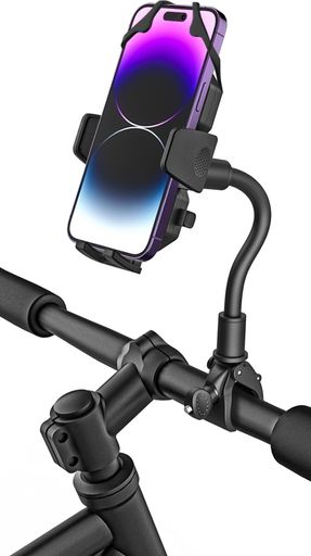 Charchendo自転車スマホホルダーオートバイハンドルバー携帯スタンドグースネックバイクスマートフォンホルダーシリコン振動吸収脱落防止ワンタッチ固定式ロードバイククロスバイクマ…