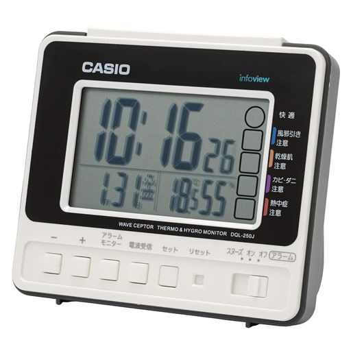 CASIO(カシオ)目覚まし時計電波時計置き時計ホワイト白デジタルスヌーズライトDQL-250J-7JF
