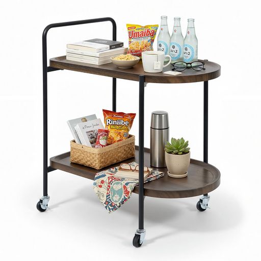 2階建ての鉄骨構造家庭用カート、静音自在輪移動、リビングキッチン移動置物棚、大容量設計と安定した..