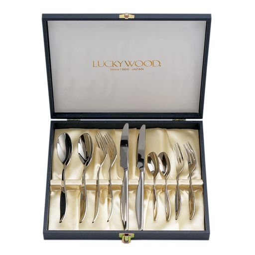 小林工業ラッキーウッドカトラリーセット日本製レイリア10pc.ペアディナーセットギフトラッピング仕様..
