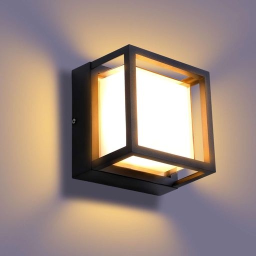 tniopslifeLED玄関ライトポーチライト外灯おしゃれ壁照明玄関灯防雨型省エネled門柱灯廊下照明器具門柱灯庭園灯廊下カフェー店舗寝室屋外用室内も可(ブラック方形ウォームホワイト)