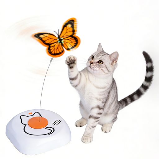 猫用インタラクティブおもちゃ 電動自動回転バタフライで猫ちゃん夢中 不規則に回転する蝶が猫の狩猟本能を刺激し、遊びながら運動不足を解消します。 省電力&amp;コードレス設計 単3電池4本で動作、低消費電力で長時間使用可能。コードレスなので場所を選ばず遊べます。 静音設計で安心して遊べる 作動音が小さく、怖がりの猫ちゃんでも慣れやすい静かな仕様です。 ひとり遊びに最適 留守番中でも猫ちゃんが自分で楽しく遊べ、退屈やストレスを軽減します。 丸みのある安全設計&amp;交換用パーツ付き 角のないラウンド形状で安心。消耗したバタフライパーツは簡単に交換でき、長くお使いいただけます。