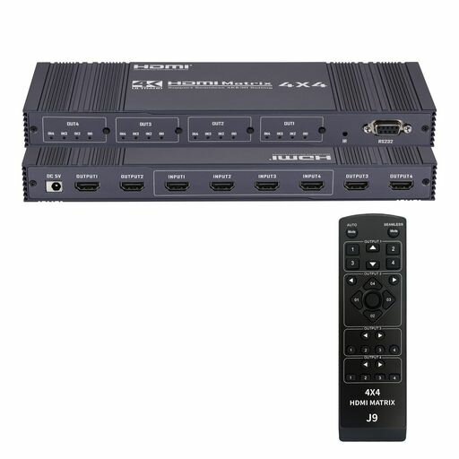 4K@30Hz HDMI マトリックス 4入力4出力 マトリックス 4x4 HDCP 1.4、HDMI 1.4、RS2...