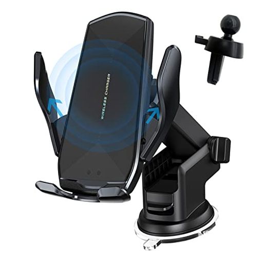 ワイヤレス充電車載ホルダーワイヤレスチャージャーマウント、15W/10W/7.5W高速充電器360度回転自働開..