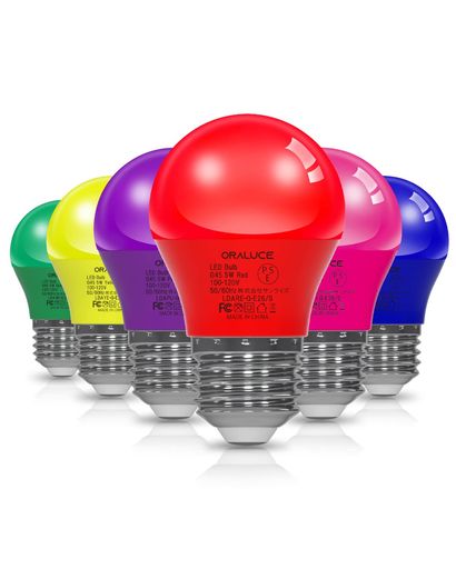 ORALUCELED電球カラー電球E26口金40W相当5W450lm220度広配光高演色装飾電球密閉器具対応調光不可小型電球PSE認証6色セット6個入