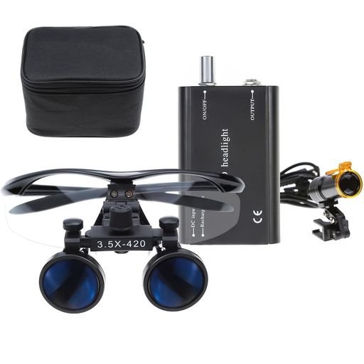 EUSTOMA3.5倍拡大鏡3.5X双眼ルーペ5Wクリップ式LEDライト付き腰掛け式LEDランプ双眼鏡虫眼鏡布袋収納ケ..