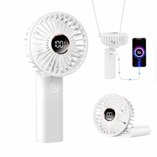携帯扇風機MFEESYOB2025年最新型ハンディファン【6段階風量・20dB静音・4in1機能搭載】手持ち扇風機/卓上扇風/首掛け風機対応5200mAhバッテリー内蔵USB充電小型軽量手軽に持ち運びできます折り…