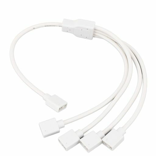ARGBスプリッタケーブル、1メス-4メス3ピン延長コネクタコードワイヤ、5V3ピンアドレサブルRGB1~4スプ..